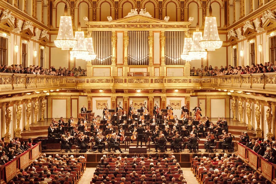 Musikverein Wien, Grosser Saal, Innenansicht, Konzert, Orchester, Publikum, Goldener Saal, Gold